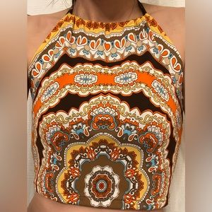 Upcycled Halter Crop Top, Size M/L